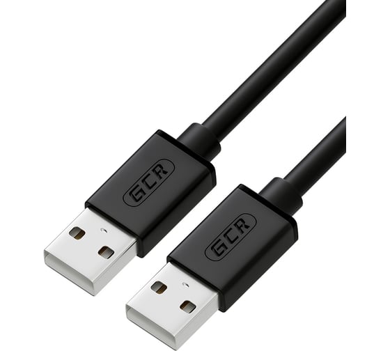 Кабель USB 2.0 GCR 0.3m AM/AM, черный, 28 AWG, экранирование, армирование, VIVUMI2M-BB2S-0.3m 1