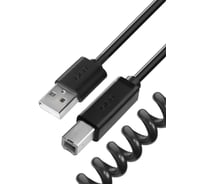 Витой кабель USB 2.0 GCR 2.0m AM/BM, черный, экранирование, армирование, VIVUPIC0M-AA2S-2.0m