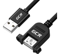 Удлинитель USB 2.0 GCR 1.0m AM/AF крепление под винт, черный, VIV52I446