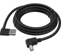 Кабель USB 2.0 GCR 1.5m AM угловой левый/BM угловой правый, черный, 28 AWG, экранирование, армирование, VIV51I172