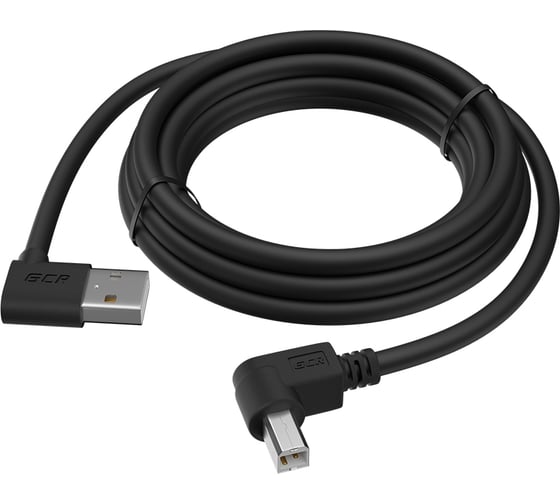 Кабель USB 2.0 GCR 1.5m AM угловой левый/BM угловой правый, черный, 28 AWG, экранирование, армирование, VIV51I172