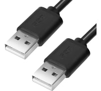 Кабель USB 2.0 GCR 0.3m AM/AM, черный, 28 AWG, экранирование, армирование, VIVUMI5M-BB2S-0.3m