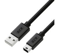 Кабель USB 2.0 GCR 0.5m AM/mini, черный, 28 AWG, экранирование, армирование, VIVUMI2M5P-BB2S-0.5m