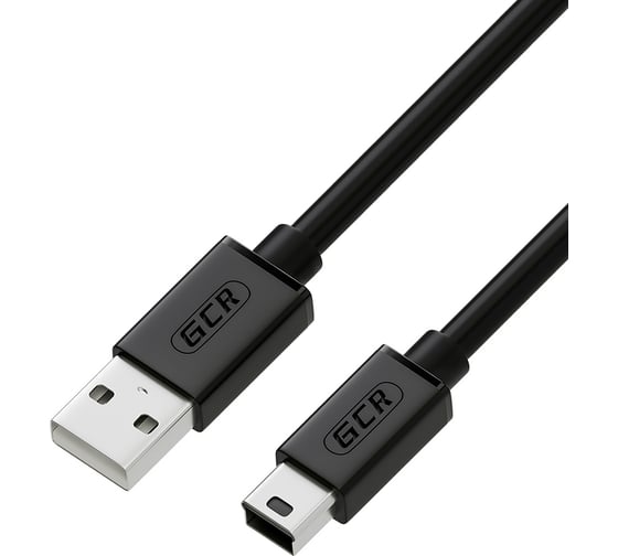 Кабель USB 2.0 GCR 1.0m AM/mini, черный, 28 AWG, экранирование, армирование, VIVUMI2M5P-BB2S-1.0m 1