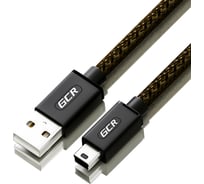 Кабель USB 2.0 GCR PROF 1.5m AM/mini, черно-прозрачный, 28/24 AWG, экранирование, армирование, VIV51I276