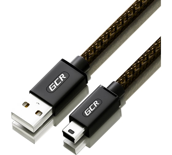 Кабель USB 2.0 GCR PROF 3.0m AM/mini, черно-прозрачный, 28/24 AWG, экранирование, армирование, VIV50I798