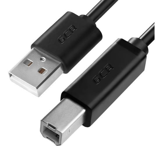 Кабель USB 2.0 GCR 0.3m AM/BM, черный, 28 AWG, VIV52I711 1