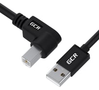 Кабель USB 2.0 GCR 1.5m AM/BM угловой правый, черный, 28 AWG, экранирование, армирование, VIV52I916