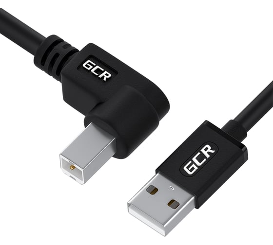Кабель USB 2.0 GCR 1.5m AM/BM угловой правый, черный, 28 AWG, экранирование, армирование, VIV52I916 1