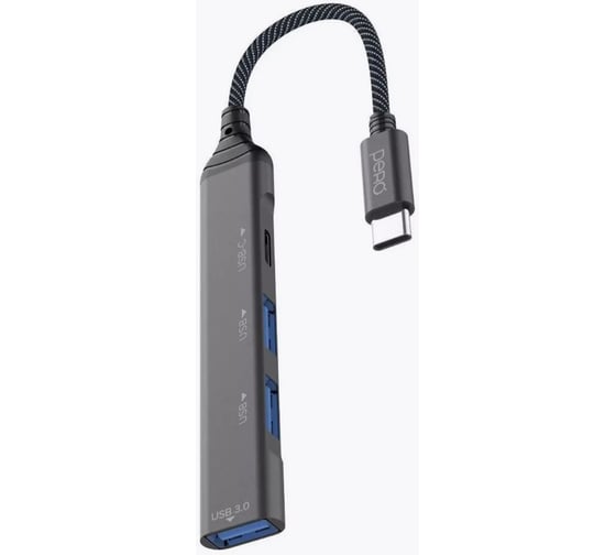 Мульти Хаб PERO MH04, USB-С/USB-A TO USB 3.0 + 6xUSB 2.0, серый MH04GR 1
