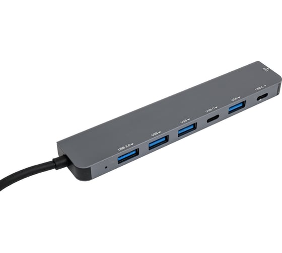 Мульти Хаб PERO MH06, USB-С/USB-A TO 2xUSB-C + USB 3.0 + 4xUSB 2.0, серый MH06GR