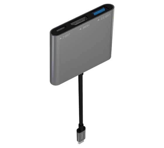 Мульти Хаб PERO MH08, USB-С TO USB-C + HDMI + USB 3.0, серый MH08GR