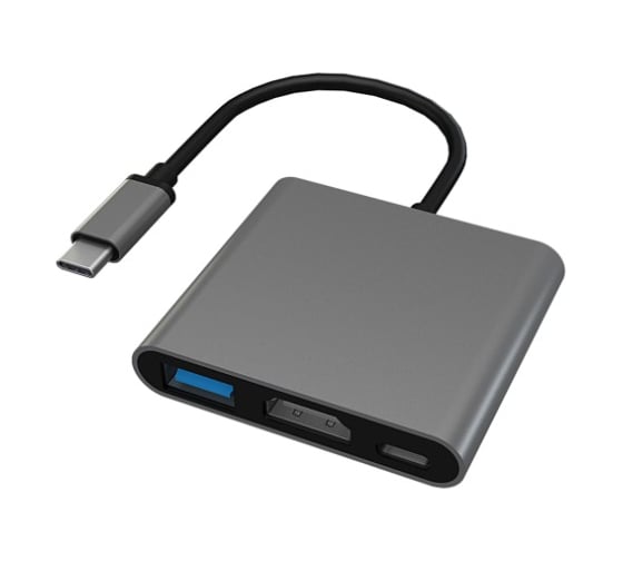 Мульти Хаб PERO MH08, USB-С TO USB-C + HDMI + USB 3.0, серый MH08GR