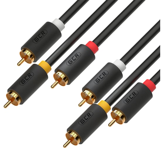 Аудио кабель GCR 1.5m 3хRCA / 3хRCA, GOLD, черный, VIV51I820