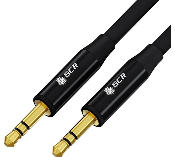 Аудио кабель GCR 1.0m jack 3.5mm/jack 3.5mm черный, GOLD, AL case черный, M/M, VIV53I496 1