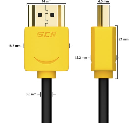 Кабель HDMI 2.0 GCR SLIM 0.3m HDR 4:2:2, Ultra HD, 4K 60 fps 60Hz, 3D, AUDIO, 18.0Гбит/с, 32 AWG, VIV51I573