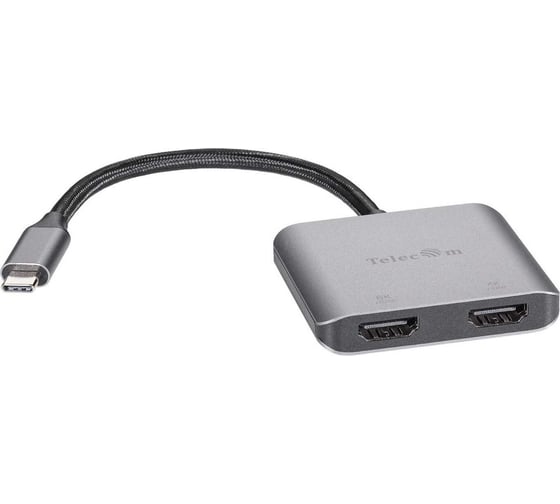 Кабель-адаптер Telecom TypeC - dual HDMI f HUB 8K 60Hz 0.15m TUC601