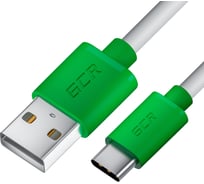 Кабель TypeC GCR 1.5m белый, зеленые коннекторы, быстрая зарядка, 28/ 24 AWG, VIV53I247