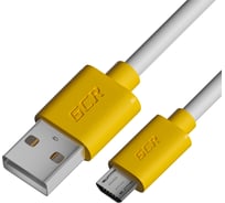 Кабель MicroUSB GCR 2. 0m белый, желтые коннекторы, быстрая зарядка, 28/ 24 AWG, VIV53I223