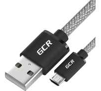 Кабель MicroUSB GCR 0.5m прозрачный, черные коннекторы, 28/ 28 AWG, VIV51I930