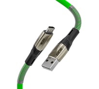 Кабель MicroUSB GCR 1.7m series MERCEDES & SPRING, GREEN, быстрая зарядка, 28/ 22 AWG, VIV53I366