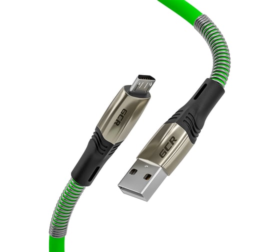Кабель MicroUSB GCR 1.7m series MERCEDES & SPRING, GREEN, быстрая зарядка, 28/ 22 AWG, VIV53I366 1