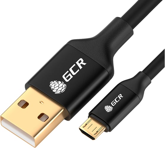 Кабель MicroUSB GCR 1.5m GOLD, быстрая зарядка, черный, AL корпус, 28/ 22 AWG, VIV51I180