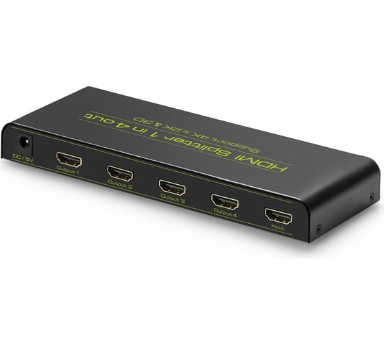 Разветвитель HDMI GCR v1.4, 1 на 4 выхода, 4Kx2K 30Hz/1080p 120Hz+индикация, серия Greenline, VIVv1I04C 1