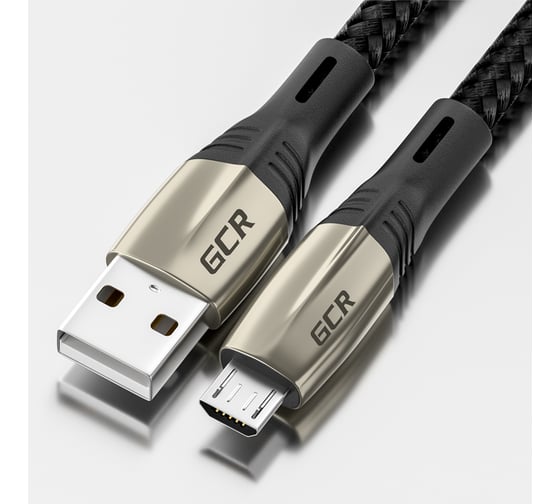 Кабель MicroUSB GCR 1.7m series MERCEDES, BLACK NYLON, супер быстрая зарядка, VIV51I949 1