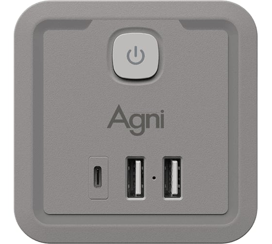 Тройник для розетки AGNI 4 розетки 220 + 2 USB + 1 Type C, белый TP-WJ3U4E-C-white