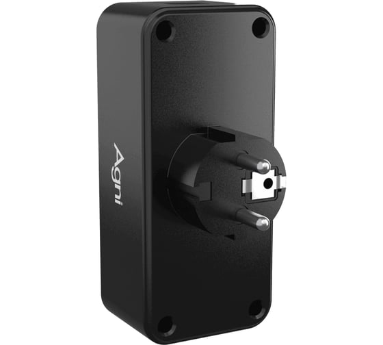 Тройник для розетки AGNI 2 розетки 220 + 2 USB, черный TP-WB2U2E-black