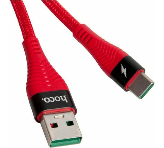 Кабель USB Hoco U53 Flash для Type-C, 5.0А, длина 1.2м, красный 796358