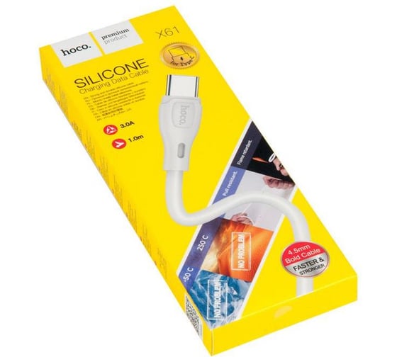 Кабель USB Hoco X61 Ultimate silicone для Type-C, 3.0А, длина 1.0м, белый 811141