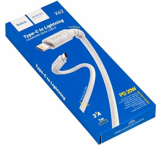 Кабель Type-C Hoco X62 для Lightning, PD20, 3.0A, длина 1м, белый 811151