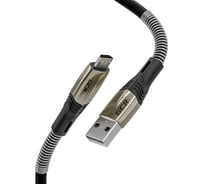 Кабель MicroUSB GCR 1.2m series MERCEDES & SPRING, BLACK, быстрая зарядка, 28/ 22 AWG, VIV53I367