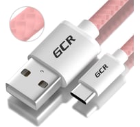 Кабель TypeC GCR 0.5m для быстрой зарядки, розовый нейлон, 28/ 24 AWG. VIV51I707