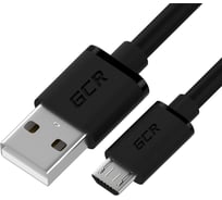 Кабель MicroUSB GCR QC 0.5m быстрая зарядка, черный TPE, черные коннекторы, 28/ 22 AWG, VIV52I482