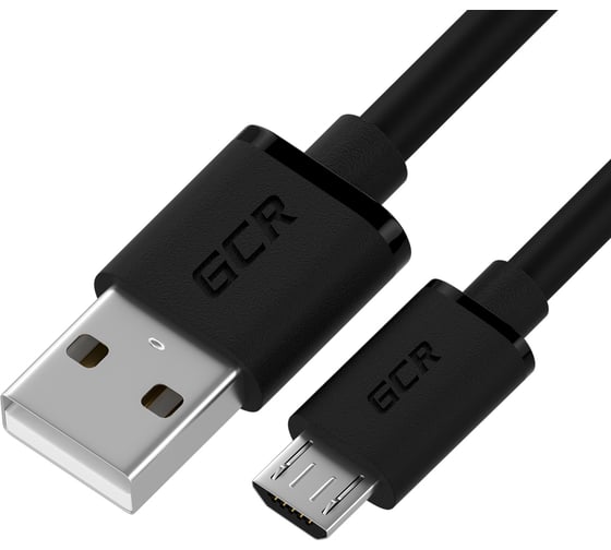 Кабель MicroUSB GCR QC 0.5m быстрая зарядка, черный TPE, черные коннекторы, 28/ 22 AWG, VIV52I482