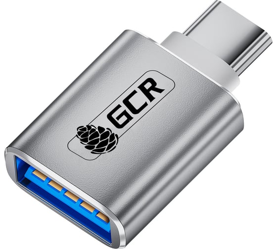 Переходник GCR USB Type C на USB 3. 0, M/ AF, серебряный, VIV52I302 1