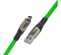 Кабель MicroUSB GCR 1.2m series MERCEDES, GREEN NYLON, супер быстрая зарядка, 28/ 22 AWG, VIV51I951