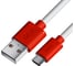 Кабель MicroUSB GCR 1.0m белый, красные коннекторы, быстрая зарядка, 28/ 24 AWG, VIV53I215 1