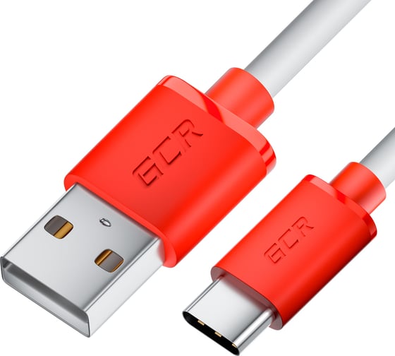Кабель TypeC GCR 0.5m белый, красные коннекторы, быстрая зарядка, 28/ 24 AWG, VIV53I235 1