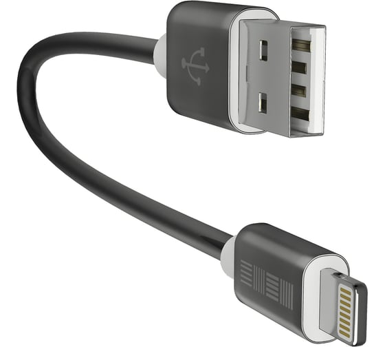 Кабель InterStep MFI iPhX 8pin TPE, Цвет-Темно-Серый, 0,2m 60391