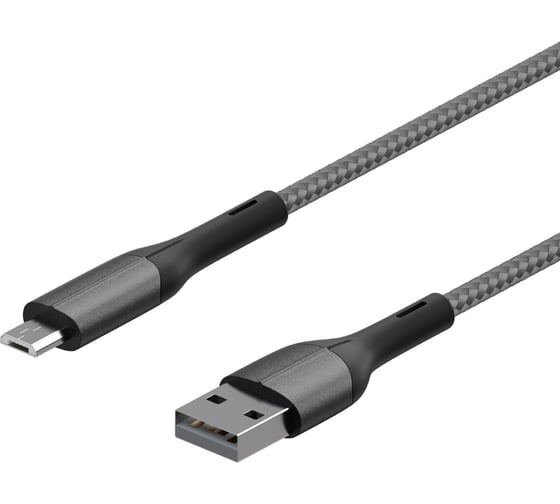 Кабель InterStep Micro USB-USB A USB2.0 Нейлон, Тёмно-серый, 0,2м 72492 1