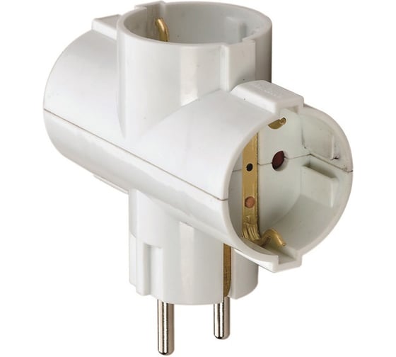 Сетевой разветвитель General Lighting Systems GTS-T-3-16-G, 16А, 3 места, Т-образный, с заземлением 473007 1