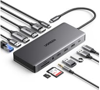 Адаптер UGREEN CM681 15978 Revodok Pro 13-in-1 4K60Hz 2хHDMI 1хDP with PD Adapter. Цвет: серый 15978_