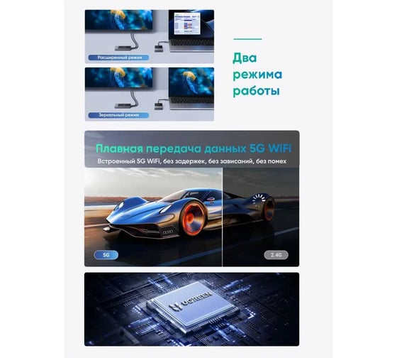 Беспроводной HDMI Трансмиттер и Ресивер UGREEN CM737 Wireless HDMI Transmitter and Receiver. Цвет: серый 35031A