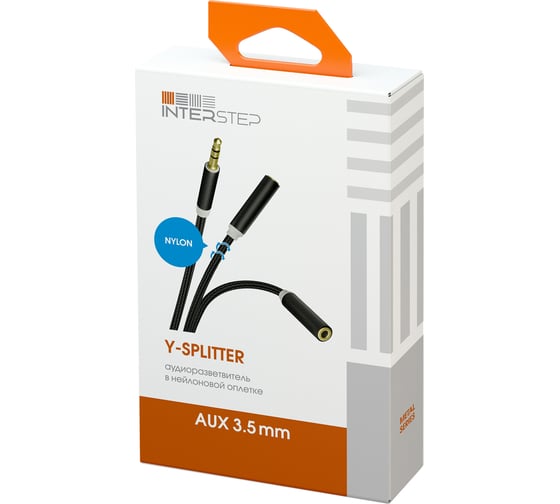 Аудио разветвитель InterStep 3.5 jack - 2х3.5 jack, черный, нейлон 49184