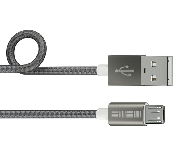 Дата -Кабель InterStep USB-miсroUSB, PVC/Nylon, цвет- SpGray, 2м 54530 1