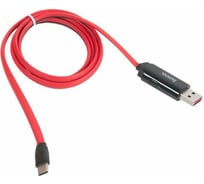 Кабель USB Hoco U29 LED displayed timing для Type-C, 2.0A, длина 1.2м, красный 648434